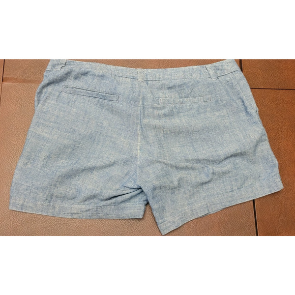 Target Merona Size 2 Chambray Shorts Blue Denim Flat Front Chinos Pockets Solid - Picture 3 of 7